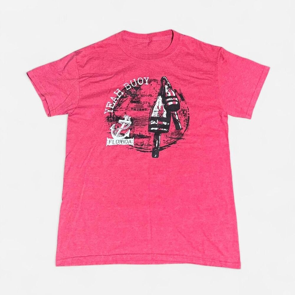 Red Florida YEAH BUOY graphic T-shirt Width 18in, length 24/1/2in